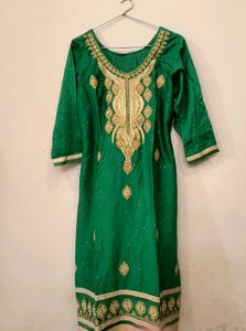 Elegant Green And Golden Suit