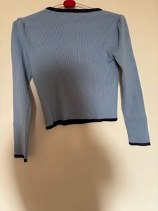 Light Blue Square Neck Knit Top