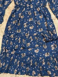 Blue Floral Print Midi Dress