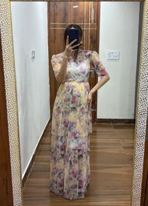 Sunshine Floral Printed Mesh Maxi Dress