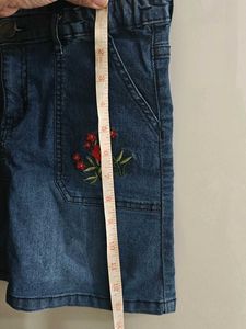 Embroidered Denim Mini Skirt