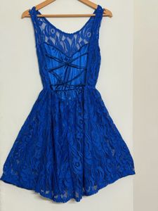 Elegant Royal Blue Lace Dress