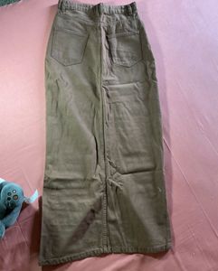 Classic Brown Denim Maxi Skirt