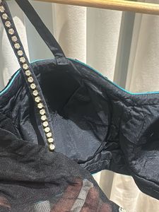 Black Velvet Blouse with Rhinestone Straps