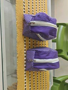 Purple Polka Dot Cosmetic Pouch Set