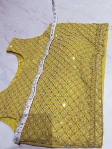 Yellow color lhega choly heavy sequin 3psc set