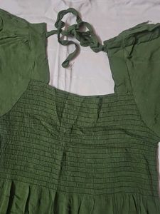 Plain green Midi dress