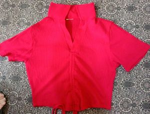Vibrant Ribbed Knit Cropped Top