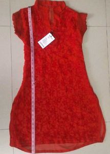 Red Embroidered Kurta