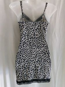 SHEIN Leopard Print Slip with Lace Trim