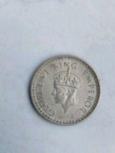 Silver Half rupee India 1945 George vi king