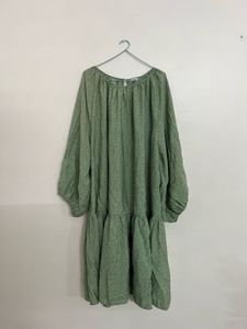 Light Green Tiered Puff Sleeve Dress