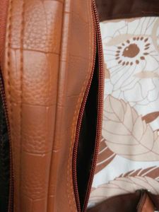 Brown Faux Croc Crossbody Bag