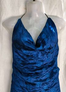 Royal Blue Halter Neck Party Dress