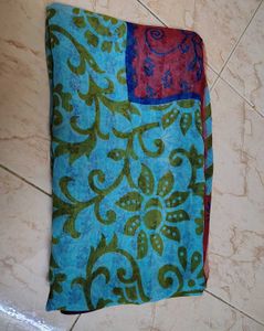 Blue Floral Print Saree with blouse