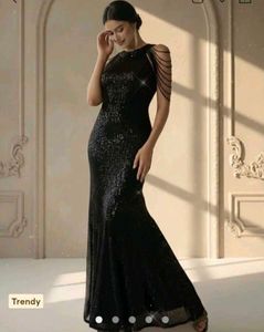 Sparkling Black Sequin Gown