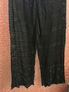 Black Crochet Wide Leg Pants