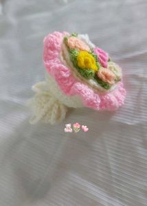 🌸 Handmade Crochet Flower Bouquet Ring Box