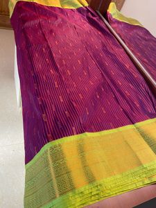🪻Brinjal Purple with green border Saree🪻