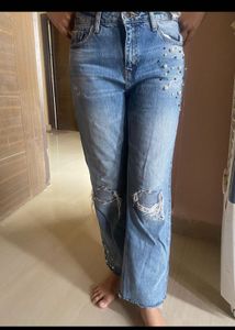 Zara Pearl &amp; Ripped Jeans