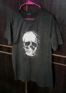 Dark Grey Skull Print T-Shirt