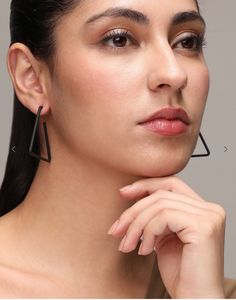 Navy Blue Geometric Acrylic Triangle Hoop Earrings