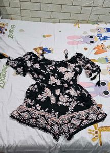Fashion Nova Floral Print Off-Shoulder Romper