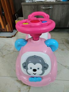 Pink Monkey Ride-On Toy Car