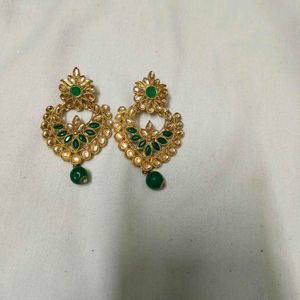 Elegant Gold & Green Earrings