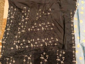Blue Embroidered Dress Material