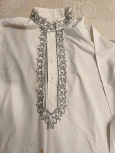 Men's White Kurta with Pants Set
