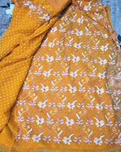 Orange Polka Dot Saree