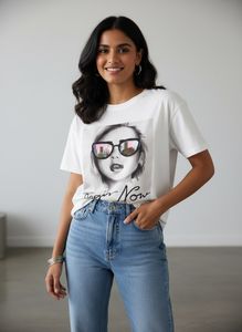 Graphic Print Tee shirt women 🤍💙🩵