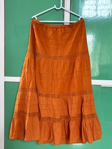 Boho Tiered Orange Maxi Skirt
