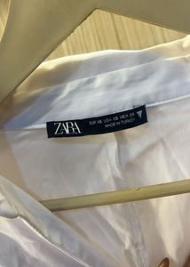 Zara White Ruched Mini Dress