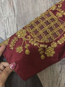 Maroon Embroidered Silk Blouse