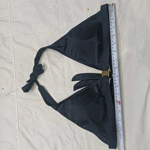 Black Halter 🪔Bikini Top with Gold Detail