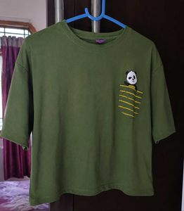 olive green oversized panda 🐼 t shirt