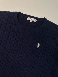 US Polo Assn Cable Knit Navy Sweater