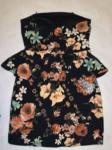 Strapless Floral Peplum Dress