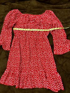 Red &amp; White Off-Shoulder Dress