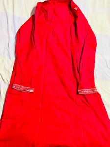 Red Embroidered Kurta