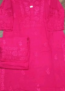 Pure Chikankari Lakhnowi Rayon Kurti Set