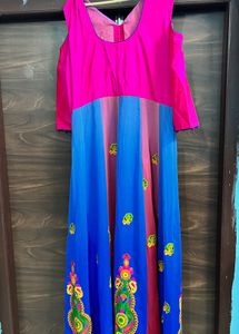 Beautiful Pink &amp; Blue Ethnic Gown