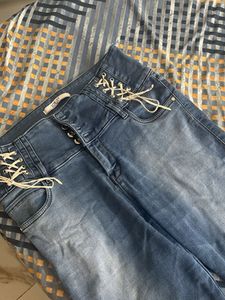 y2k Blue Lace-Up Jeans