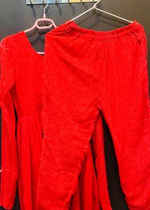 Vibrant Red Kurta Set with Trousers
