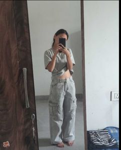 Gray Cargo Style Pants