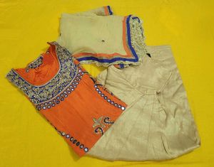 Orange & golden salwar suit dupatta set