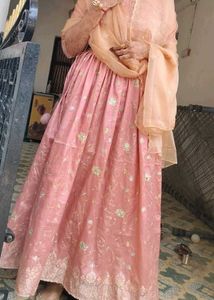 Beautiful Pink Embroidered anarkali with dupatta