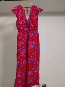 Red Floral Print Maxi Dress